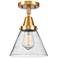 Caden Cone 8" LED Flush Mount - Satin Gold - Seedy Shade