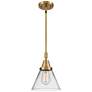 Caden Cone 8" LED Mini Pendant - Brushed Brass - Clear Shade