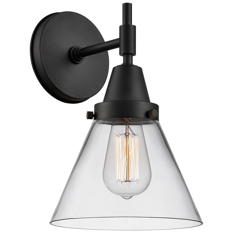 Image 1 Caden Cone 8 inch LED Sconce - Matte Black Finish - Clear Shade