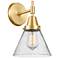 Caden Cone 8" Satin Gold LED Sconce With Seedy Shade