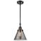 Caden Cone 8" Wide Bronze Stem Hung Mini Pendant w/ Plated Smoke Shade