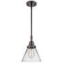 Caden Cone 8" Wide Oil Rubbed Bronze Stem Hung Mini Pendant w/ Clear S