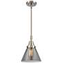 Caden Cone 8"W Brushed Nickel Stem Hung Mini Pendant w/ Smoke Shade