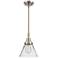 Caden Cone 8"W Brushed Satin Nickel Stem Hung Mini Pendant w/ Clear Sh