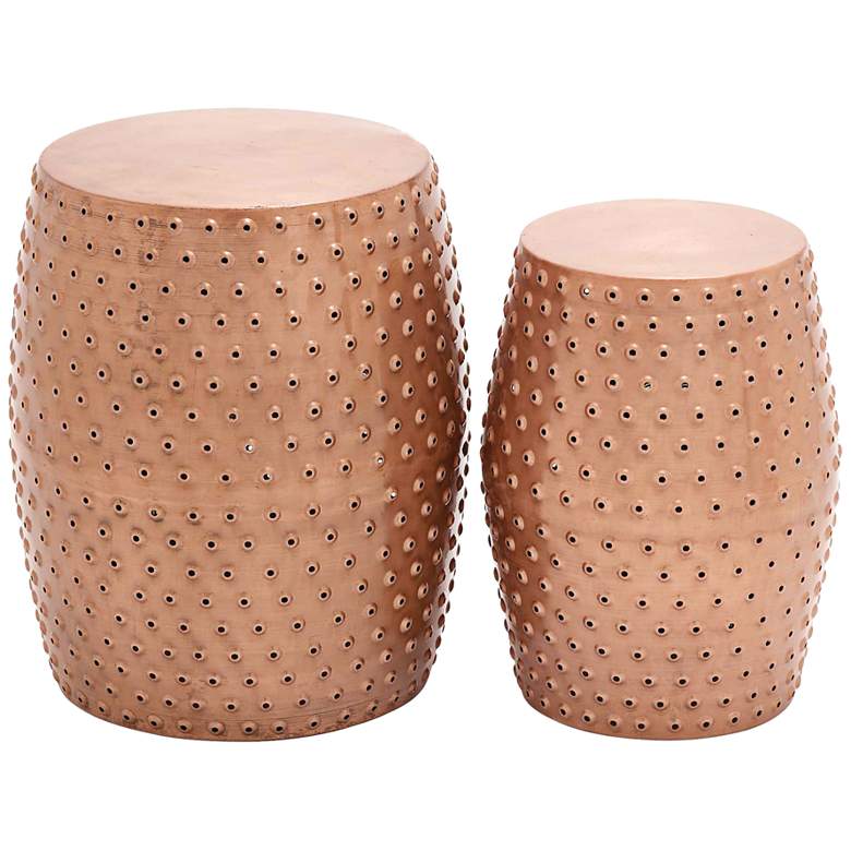 Image 1 Caden Copper Punched Metal Accent Stools Set of 2