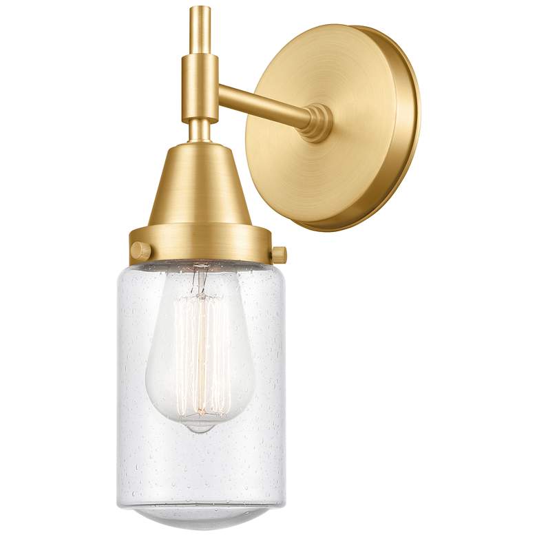 Image 1 Caden Dover 11.75 inch High Satin Gold Sconce w/ Seedy Shade
