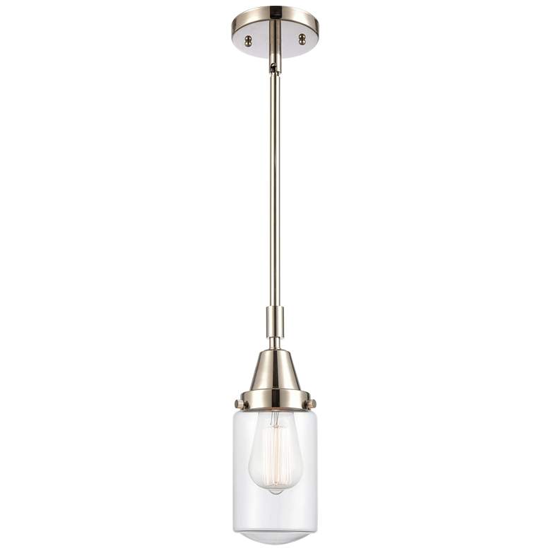 Image 1 Caden Dover 4.5 inch Wide Polished Nickel Stem Hung Mini Pendant w/ Clear 