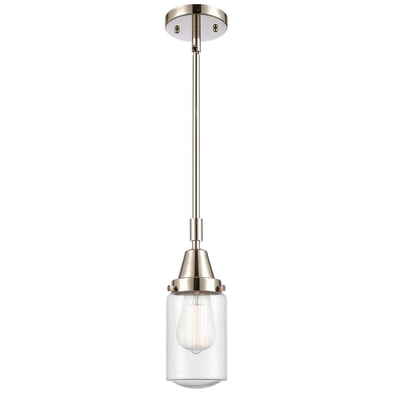 Image 1 Caden Dover 4.5 inch Wide Polished Nickel Stem Hung Mini Pendant w/ Seedy 