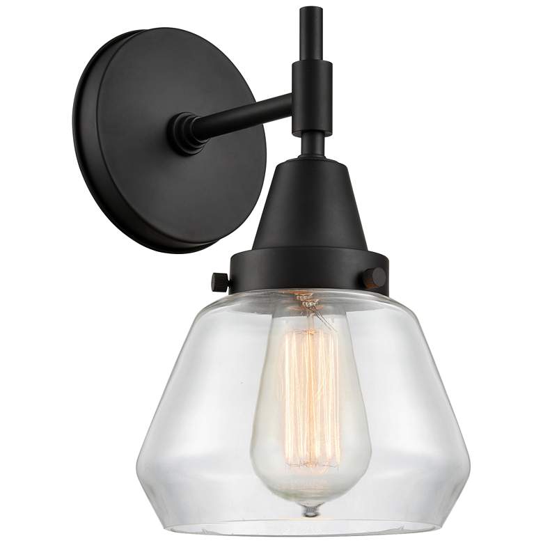Image 1 Caden Fulton 10.5" High Matte Black Sconce w/ Clear Shade
