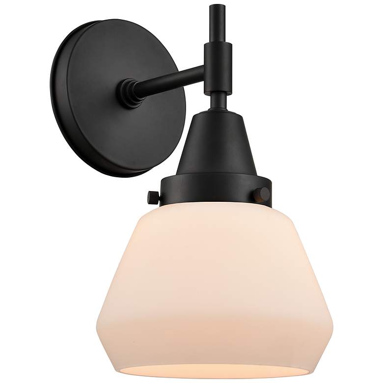 Image 1 Caden Fulton 10.5" High Matte Black Sconce w/ Matte White Shade