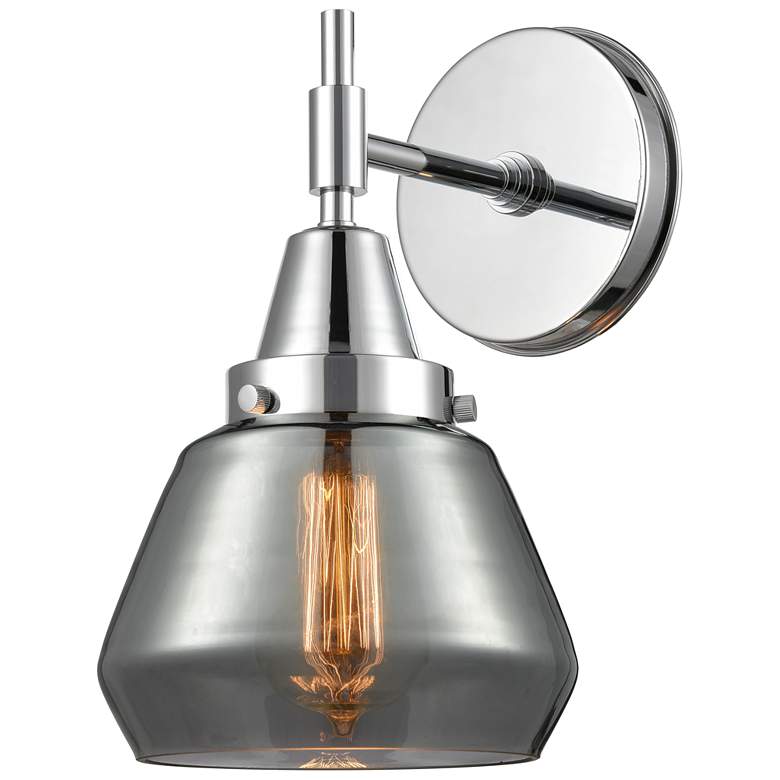 Image 1 Caden Fulton 10.5" High Polished Chrome Sconce w/ Plated Smoke Shade