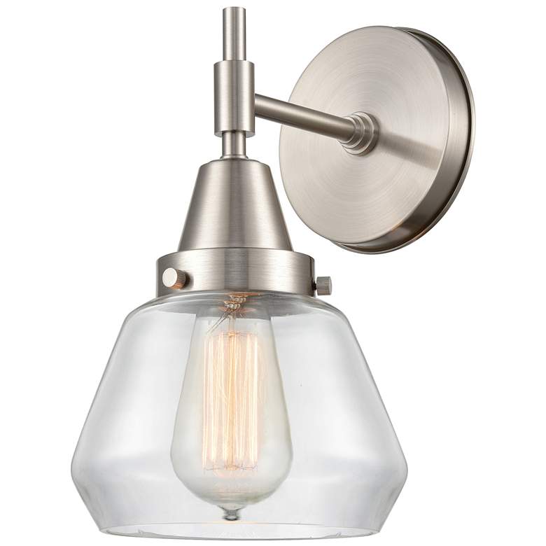 Image 1 Caden Fulton 10.5" High Satin Nickel Sconce w/ Clear Shade