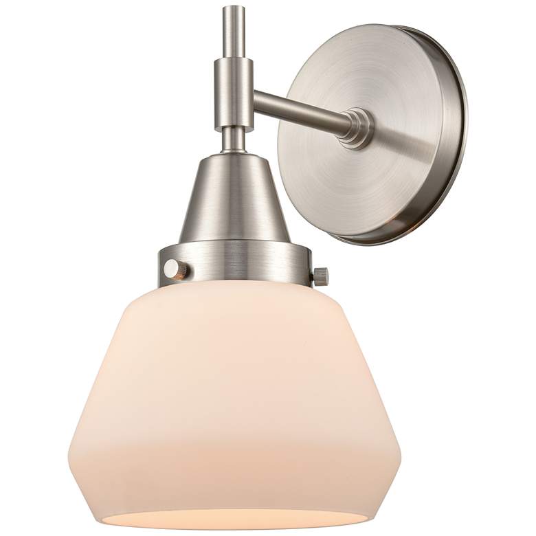 Image 1 Caden Fulton 10.5" High Satin Nickel Sconce w/ Matte White Shade