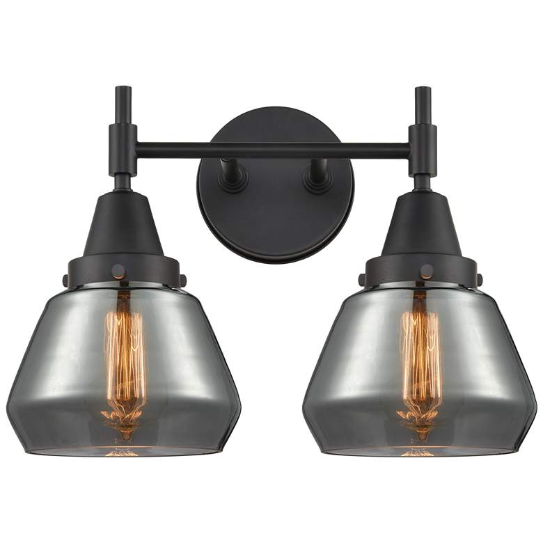Image 1 Caden Fulton 15.75"W 2 Light Matte Black Bath Light w/ Smoke Shade