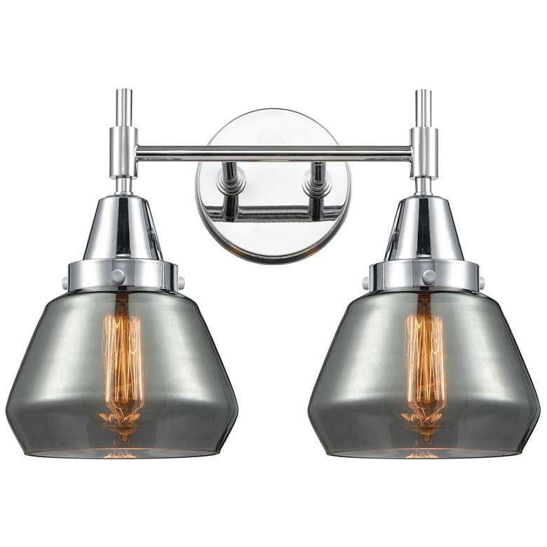 Image 1 Caden Fulton 15.75"W 2 Light Polished Chrome Bath Light w/ Smoke Shade