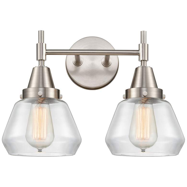 Image 1 Caden Fulton 15.75"W 2 Light Satin Nickel Bath Vanity Light w/ Clear S