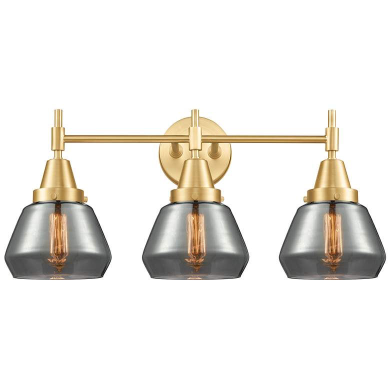 Image 1 Caden Fulton 24.75"W 3 Light Gold Bath Vanity Light w/ Plated Smoke Sh