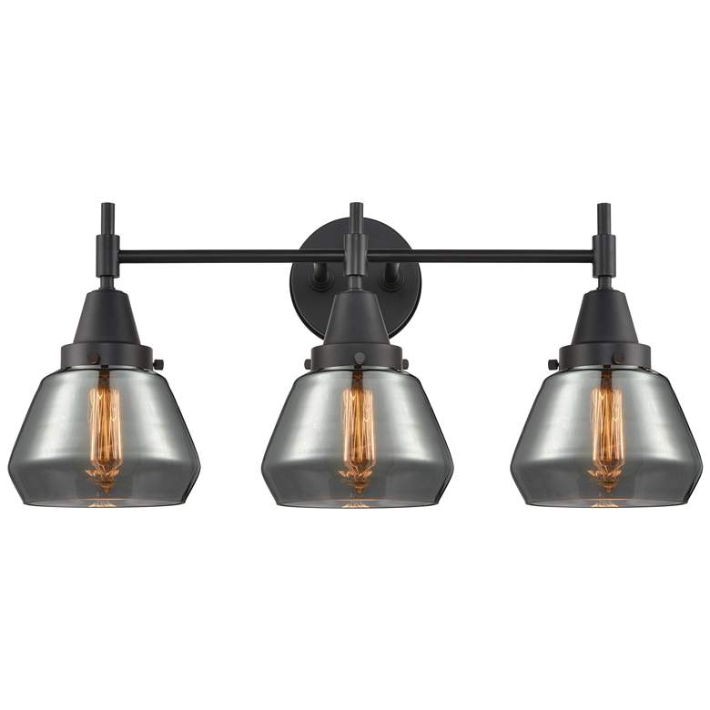 Image 1 Caden Fulton 24.75"W 3 Light Matte Black Bath Light w/ Smoke Shade