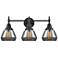 Caden Fulton 24.75"W 3 Light Matte Black Bath Light w/ Smoke Shade