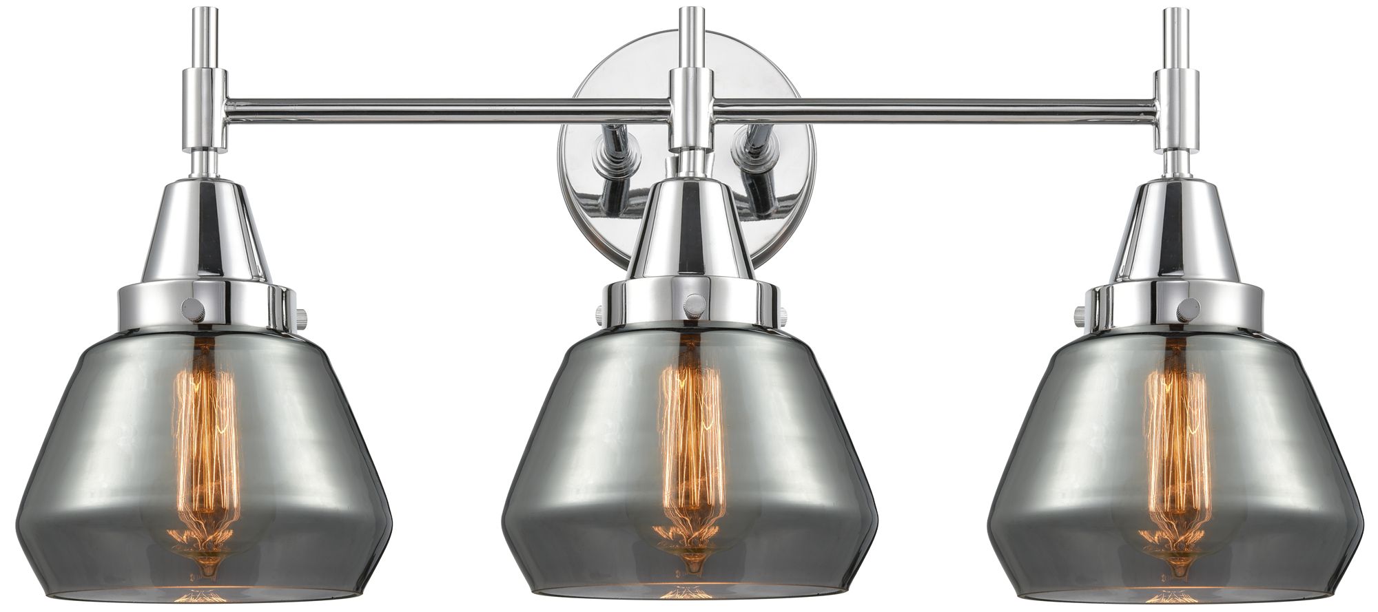 Caden Fulton 24.75"W 3 Light Polished Chrome Bath Light w/ Smoke Shade