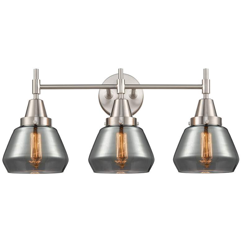 Image 1 Caden Fulton 24.75"W 3 Light Satin Nickel Bath Light w/ Smoke Shade