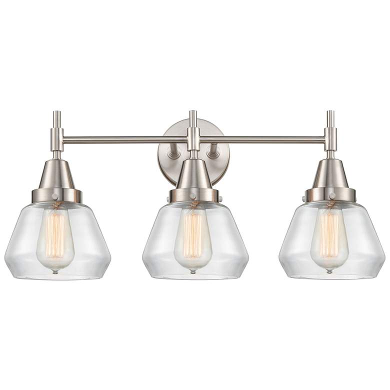 Image 1 Caden Fulton 24.75"W 3 Light Satin Nickel Bath Vanity Light w/ Clear S