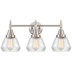 Caden Fulton 24.75"W 3 Light Satin Nickel Bath Vanity Light w/ Clear S