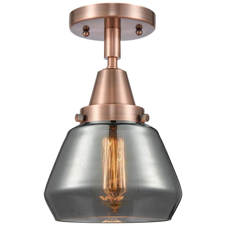 Image 1 Caden Fulton 7" Wide Antique Copper Flush Mount With Plated Smoke Shad
