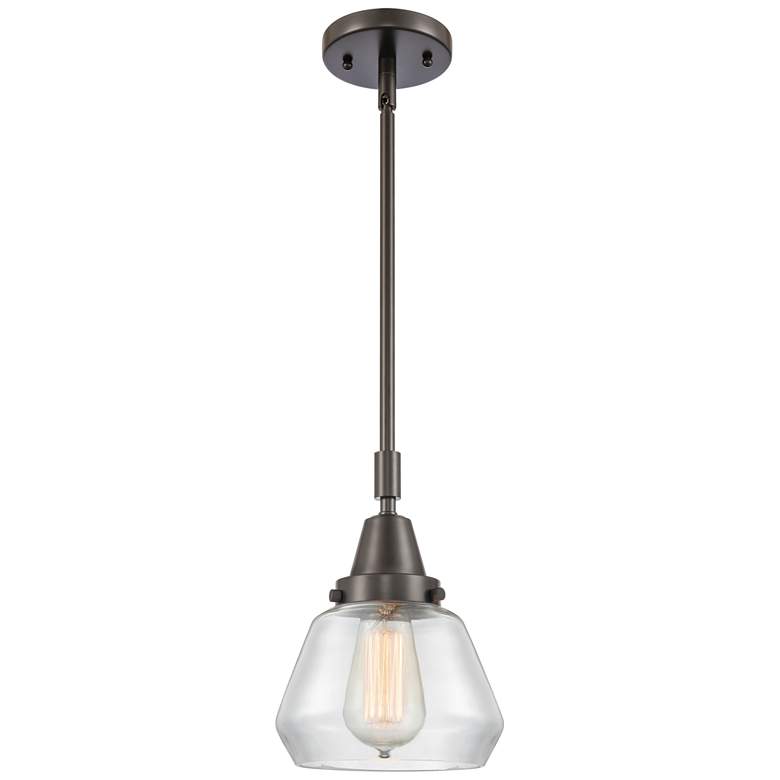 Image 1 Caden Fulton 7" Wide Bronze Stem Hung Mini Pendant w/ Clear Shade
