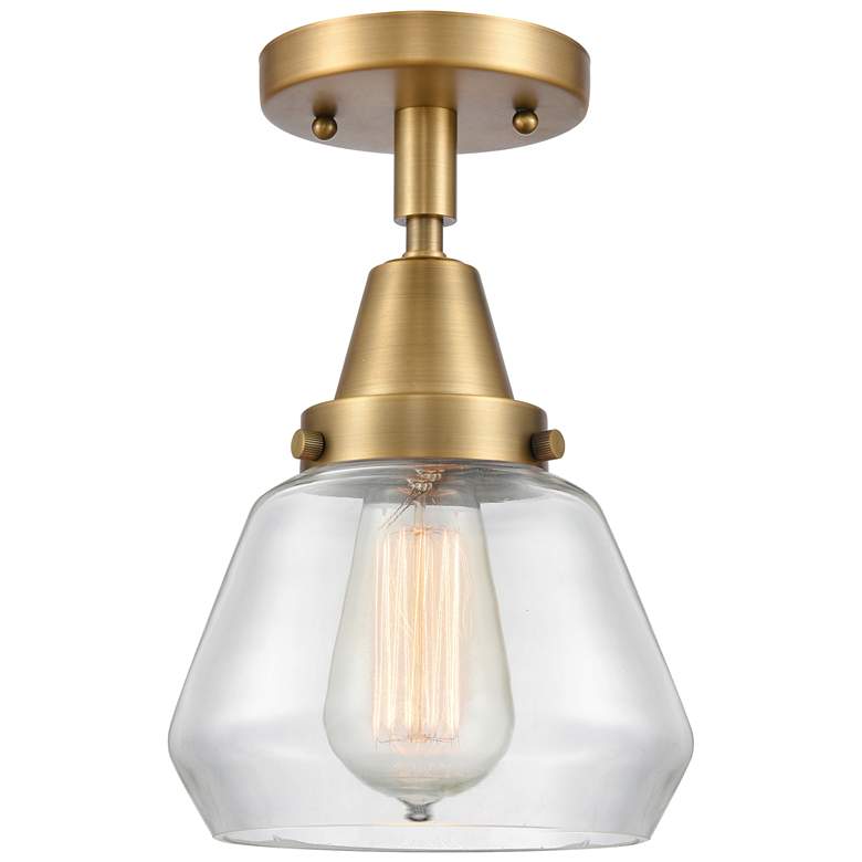 Image 1 Caden Fulton 7" Wide Brushed Brass Flush Mount With Clear Shade