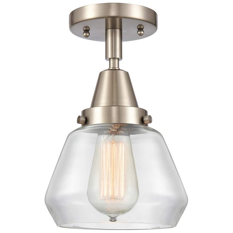 Image 1 Caden Fulton 7" Wide Brushed Satin Nickel Flush Mount With Clear Shade