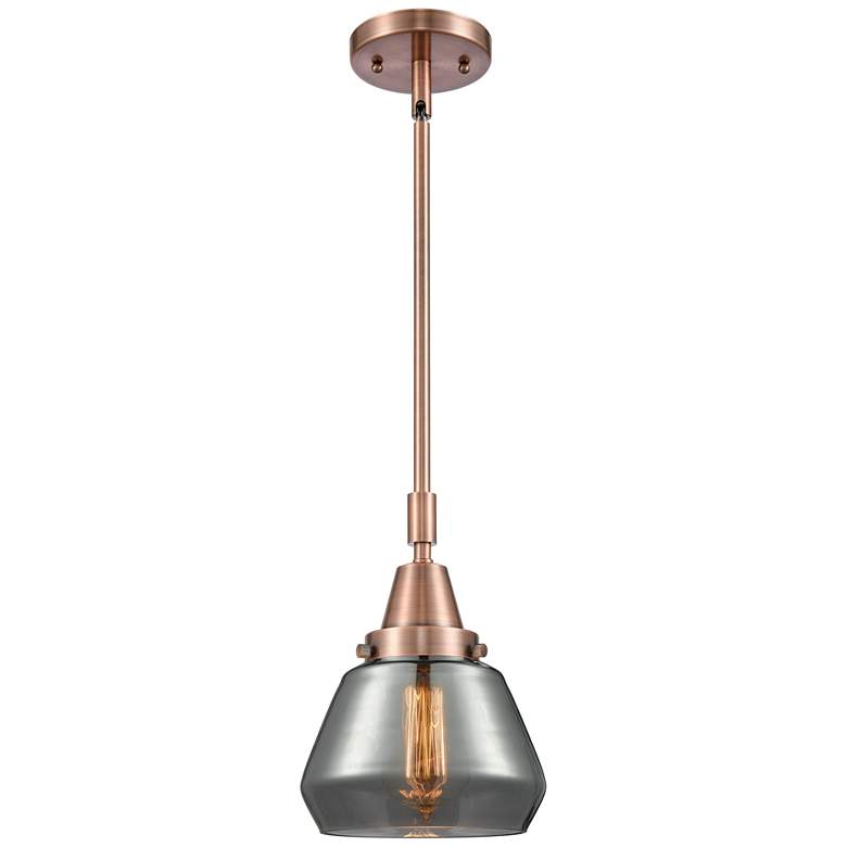 Image 1 Caden Fulton 7" Wide Copper Stem Hung Mini Pendant w/ Plated Smoke Sha