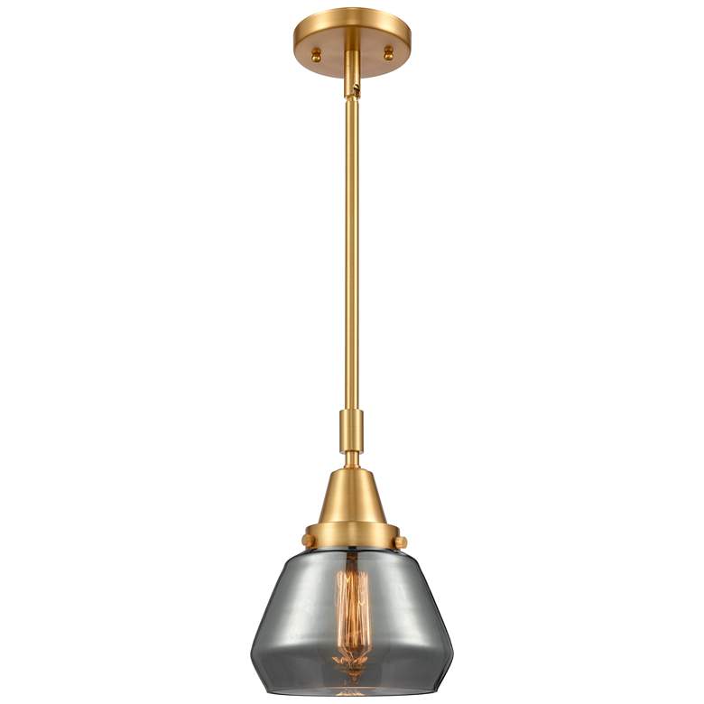 Image 1 Caden Fulton 7" Wide Gold Stem Hung Mini Pendant w/ Plated Smoke Shade