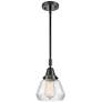 Caden Fulton 7" Wide Matte Black Stem Hung Mini Pendant w/ Clear Shade
