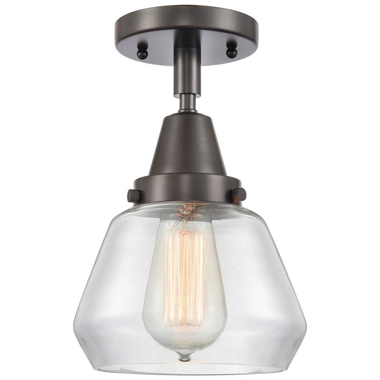 Image 1 Caden Fulton 7" Wide Oil Rubbed Bronze Flush Mount With Clear Shade