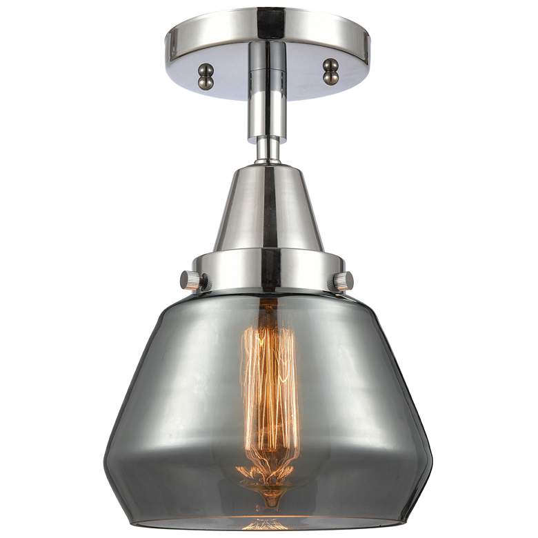 Image 1 Caden Fulton 7" Wide Polished Chrome Flush Mount With Plated Smoke Sha