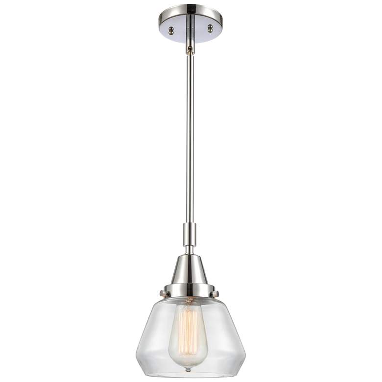 Image 1 Caden Fulton 7" Wide Polished Chrome Stem Hung Mini Pendant w/ Clear S