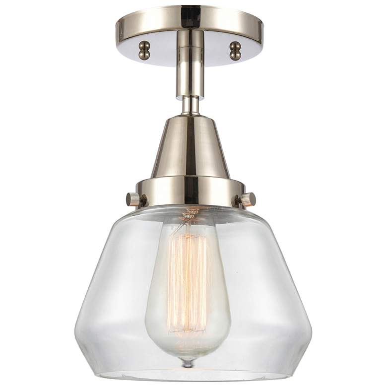 Image 1 Caden Fulton 7" Wide Polished Nickel Flush Mount With Clear Shade