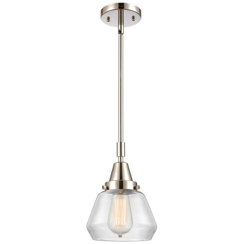 Image 1 Caden Fulton 7" Wide Polished Nickel Stem Hung Mini Pendant w/ Clear S