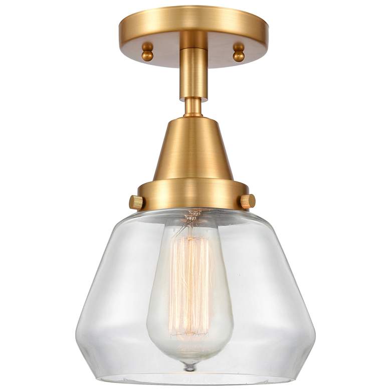 Image 1 Caden Fulton 7" Wide Satin Gold Flush Mount With Clear Shade