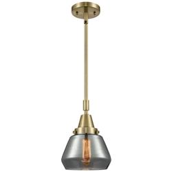 Caden Fulton 7"W Antique Brass Stem Hung Mini Pendant w/ Plated Smoke