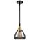 Caden Fulton 7"W Black Brass Stem Hung Mini Pendant w/ Plated Smoke Sh