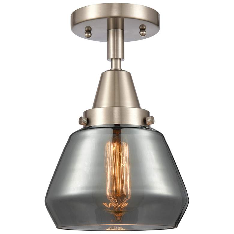 Image 1 Caden Fulton 7"W Brushed Satin Nickel Flush Mount w/ Plated Smoke Shad