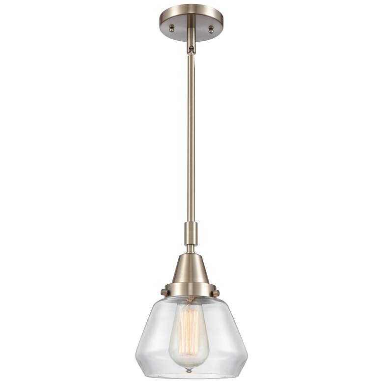 Image 1 Caden Fulton 7"W Brushed Satin Nickel Stem Hung Mini Pendant w/ Clear