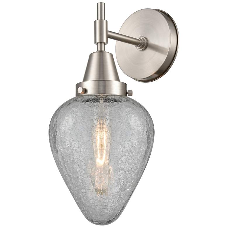 Image 1 Caden Geneseo 14" High Satin Nickel Sconce w/ Clear Crackled Shade
