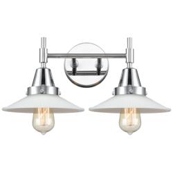 Caden Halophane 18"W 2 Light Chrome Bath Light w/ White Halophane Shad