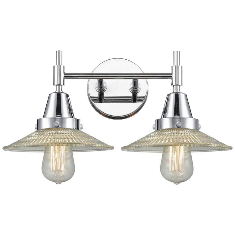 Image 1 Caden Halophane 18"W 2 Light Polished Chrome Bath Light w/ Halophane S