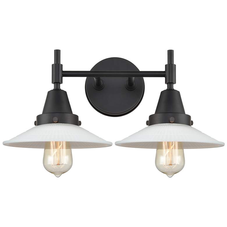 Image 1 Caden Halophane 2 Light 18" LED Bath Light - Matte Black - White Halop