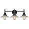 Caden Halophane 27"W 3 Light Matte Black Bath Light w/ Halophane Shade