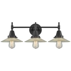 Caden Halophane 27"W 3 Light Matte Black Bath Light w/ Halophane Shade
